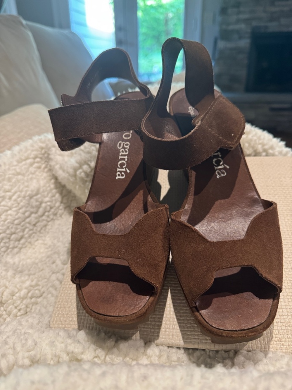 Pedro Garcia fama brown suede platform sandals worn once  sz 38